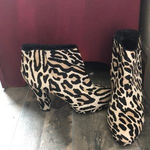 Aldo Hair Calf Leopard Booties with inside zipper